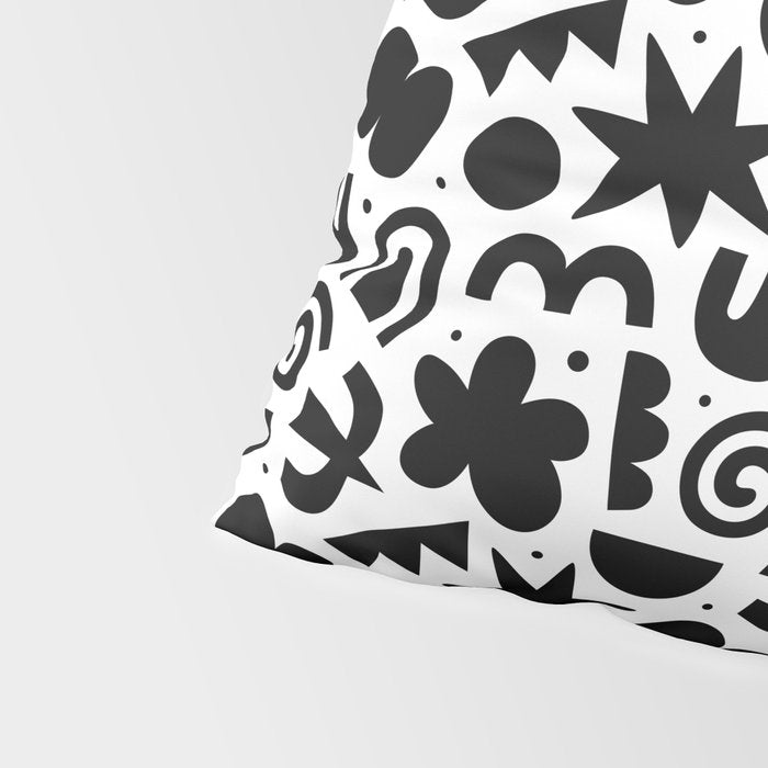 Black abstract organic shape doodle pattern Pillow Sham Gallery Image 4