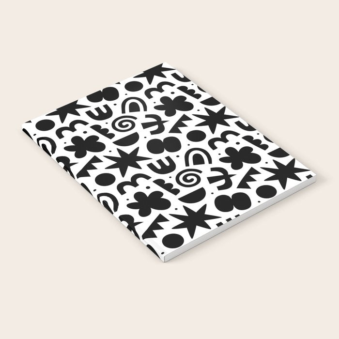 Black abstract organic shape doodle pattern Notebook Gallery Image 2