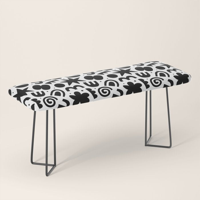 Black abstract organic shape doodle pattern Bench Gallery Image 1