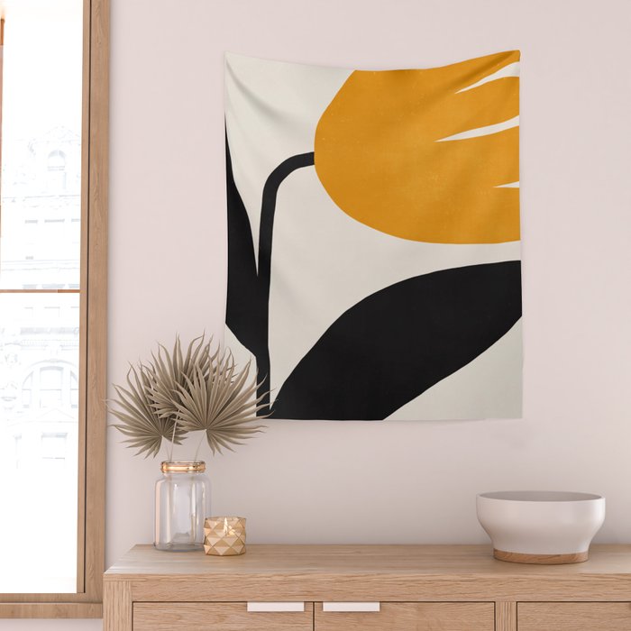 Abstract Flora - yellow Wall Tapestry Gallery Image 2