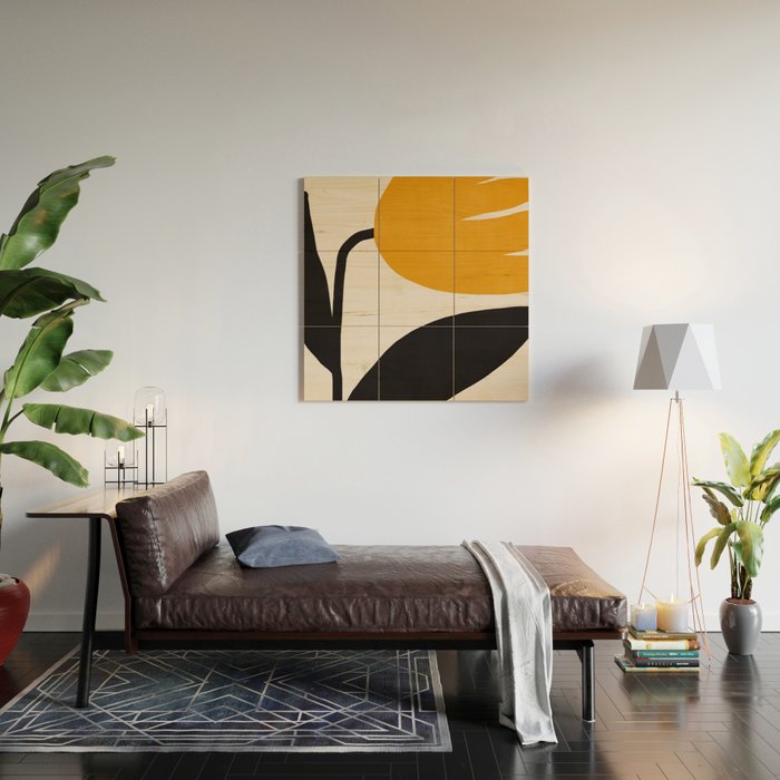 Abstract Flora - yellow Wood Wall Art Gallery Image 2