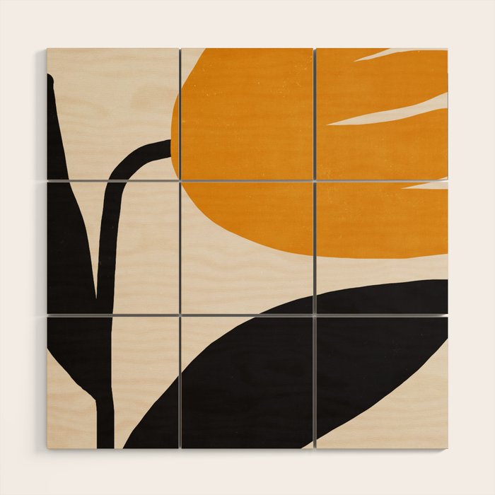 Abstract Flora - yellow Wood Wall Art Gallery Image 1