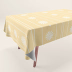 Daisy Stripes Pattern in Buttercream Yellow and White Tablecloth Gallery Image 1