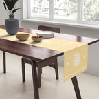 Daisy Stripes Pattern in Buttercream Yellow and White Table Runner Gallery Image 2