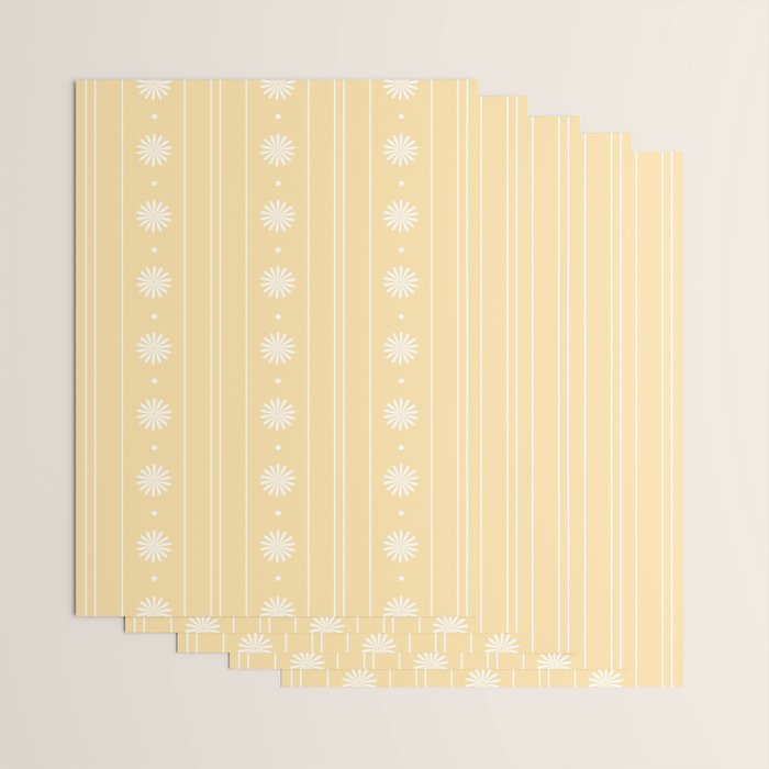 Daisy Stripes Pattern in Buttercream Yellow and White Wrapping Paper Gallery Image 3