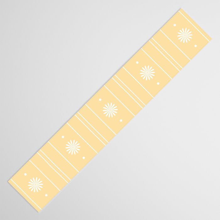 Daisy Stripes Pattern in Buttercream Yellow and White Table Runner Gallery Image 3