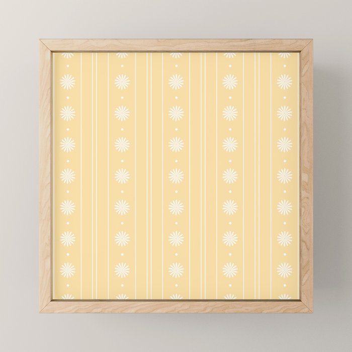 Daisy Stripes Pattern in Buttercream Yellow and White Mini Art Print Gallery Image 1