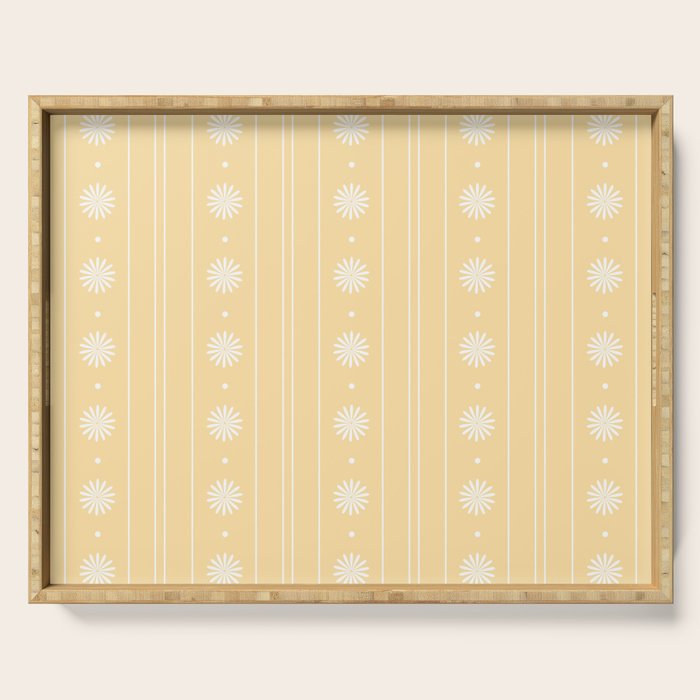 Daisy Stripes Pattern in Buttercream Yellow and White Serving Tray Gallery Image 1