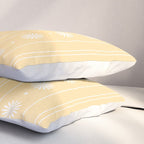 Daisy Stripes Pattern in Buttercream Yellow and White Pillow Sham Gallery Image 3