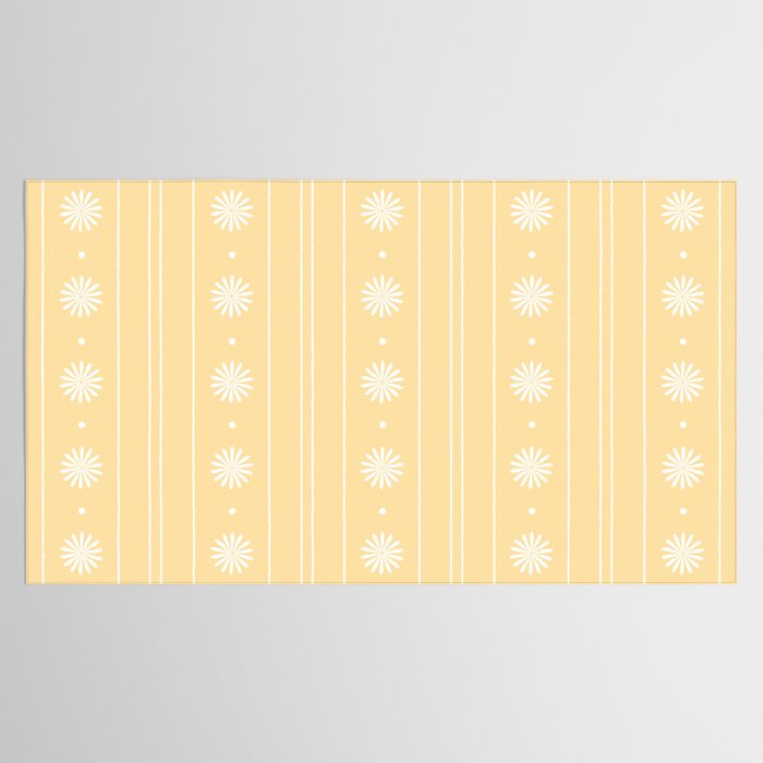 Daisy Stripes Pattern in Buttercream Yellow and White Tablecloth Gallery Image 2