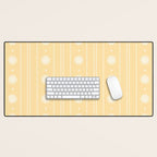 Daisy Stripes Pattern in Buttercream Yellow and White Desk Mat Gallery Image 1