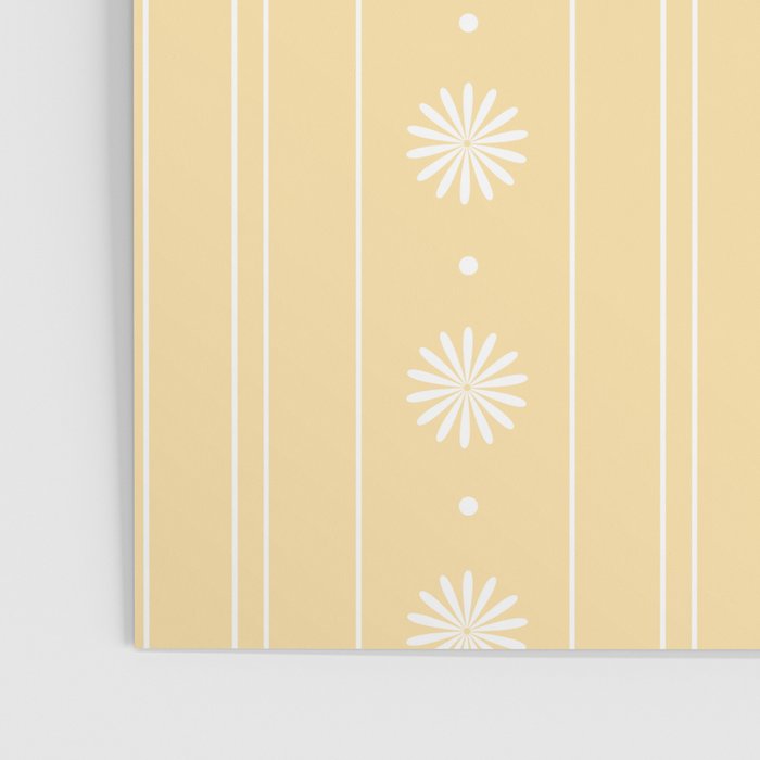 Daisy Stripes Pattern in Buttercream Yellow and White Poster Gallery Image 3