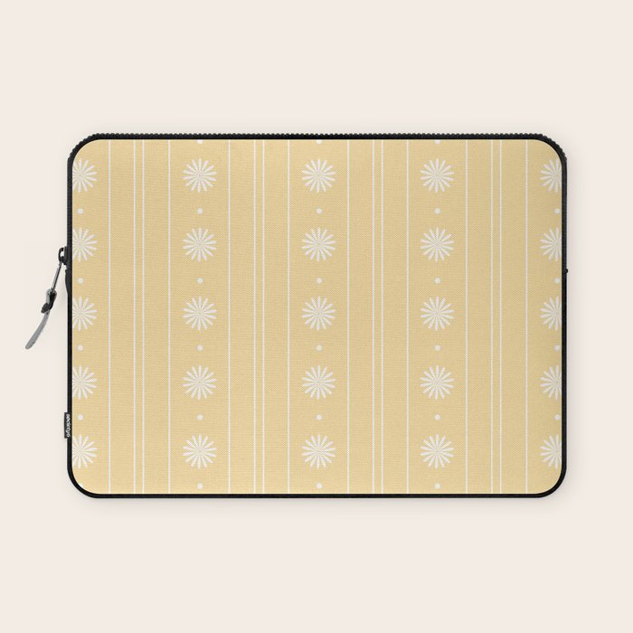 Daisy Stripes Pattern in Buttercream Yellow and White Laptop Sleeve Gallery Image 1