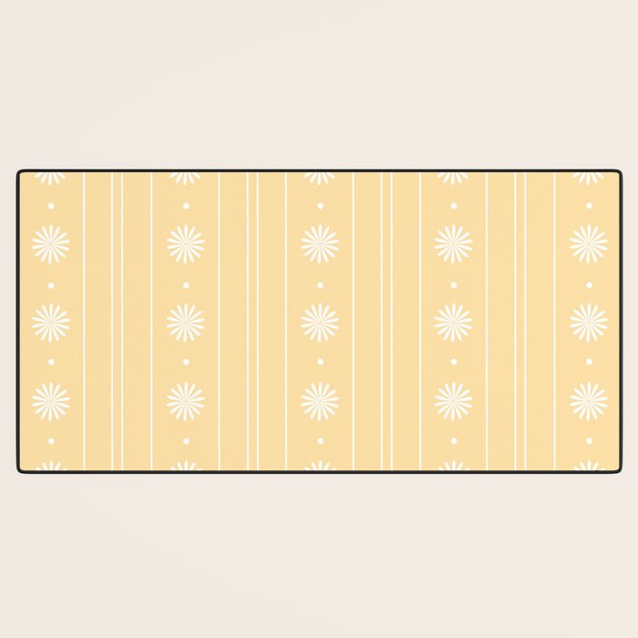 Daisy Stripes Pattern in Buttercream Yellow and White Desk Mat Gallery Image 3