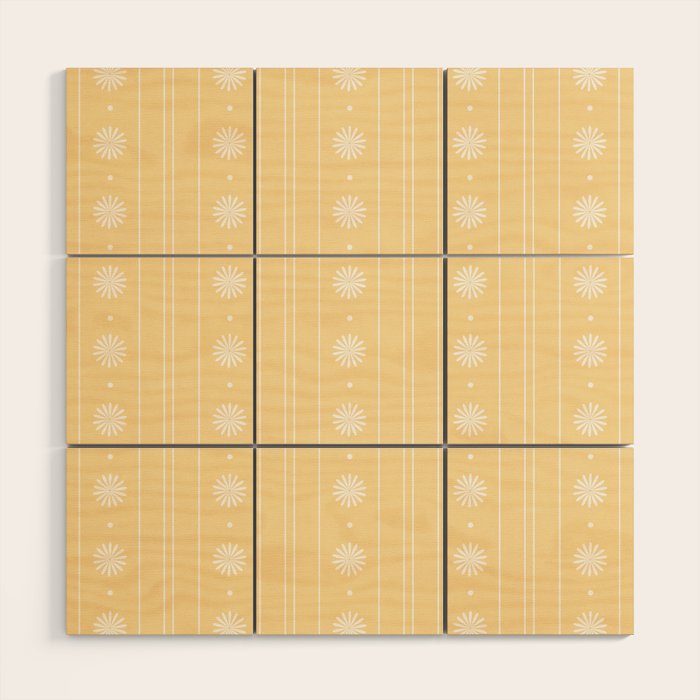 Daisy Stripes Pattern in Buttercream Yellow and White Wood Wall Art Gallery Image 1