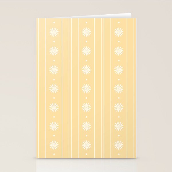 Daisy Stripes Pattern in Buttercream Yellow and White Stationery Card Gallery Image 1