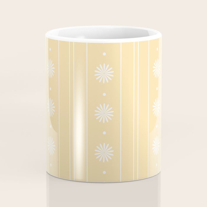 Daisy Stripes Pattern in Buttercream Yellow and White Coffee Mug Gallery Image 4