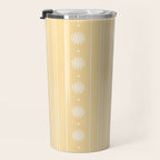 Daisy Stripes Pattern in Buttercream Yellow and White Travel Mug Gallery Image 3