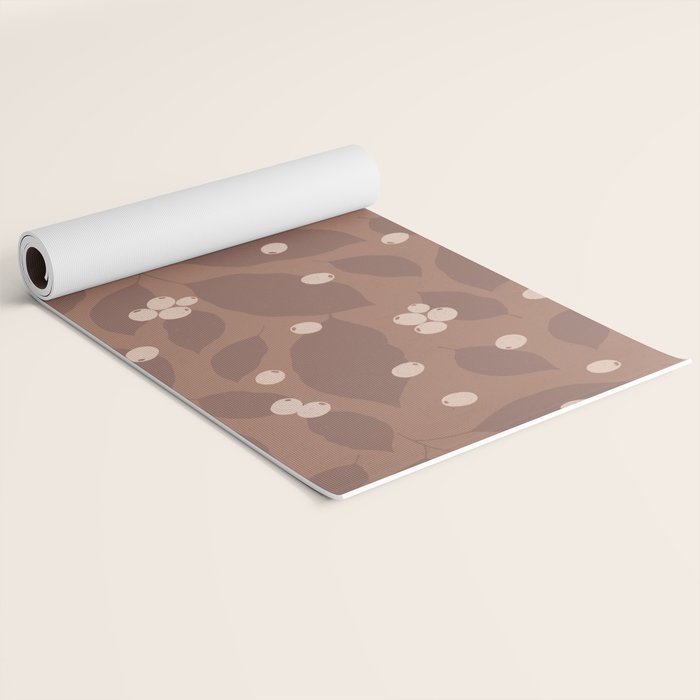 Coffee Leaves and Berries - Mocha Mousse Yoga Mat Gallery Image 2