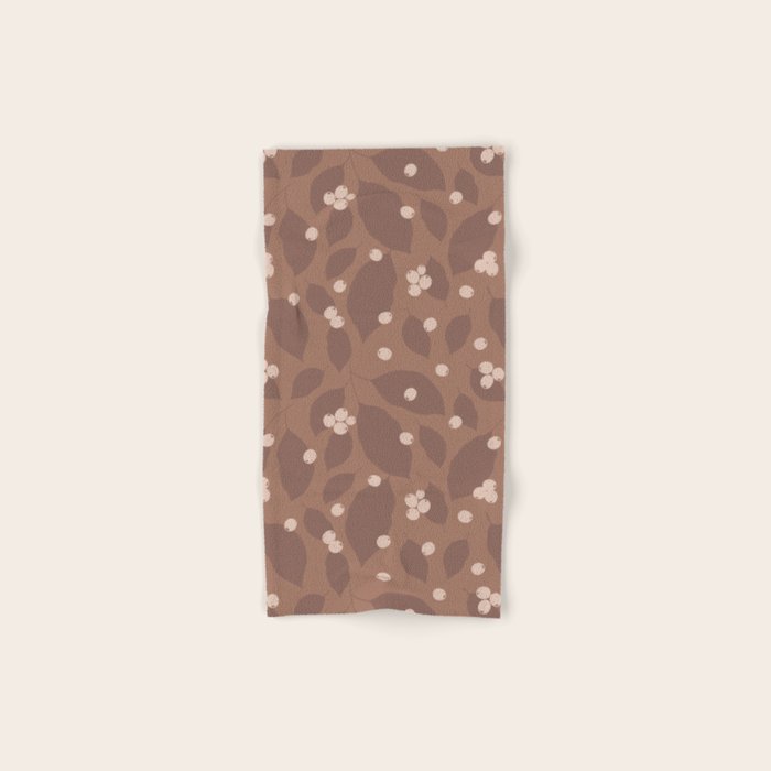 Coffee Leaves and Berries - Mocha Mousse Bath Towel Gallery Image 1