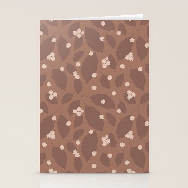 Coffee Leaves and Berries - Mocha Mousse Stationery Card Gallery Image 2