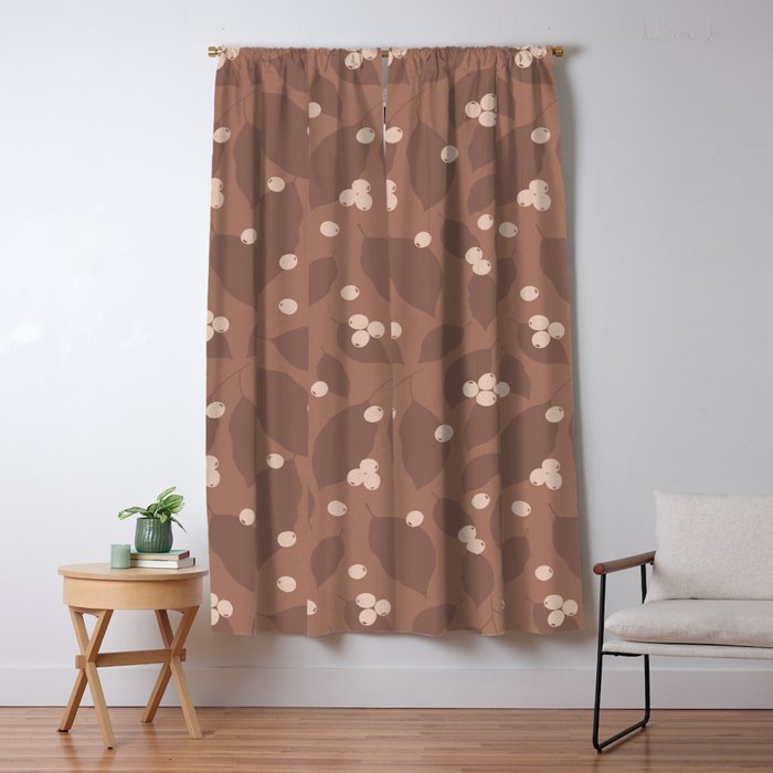 Coffee Leaves and Berries - Mocha Mousse Window Curtain Gallery Image 5