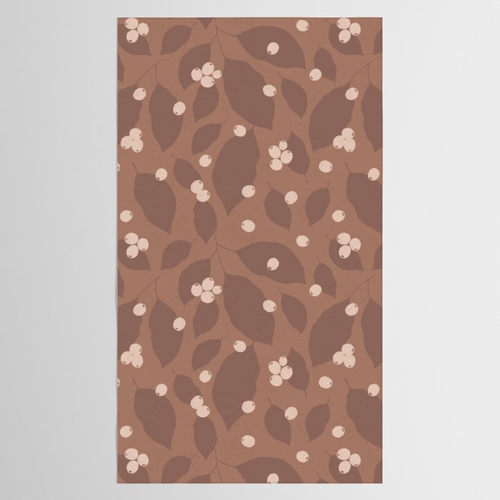 Coffee Leaves and Berries - Mocha Mousse Tablecloth Gallery Image 2