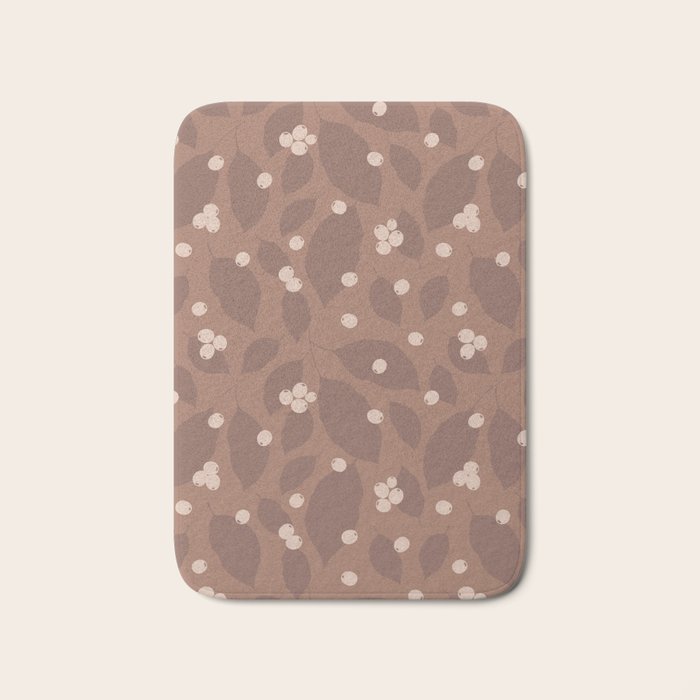 Coffee Leaves and Berries - Mocha Mousse Bath Mat Gallery Image 1
