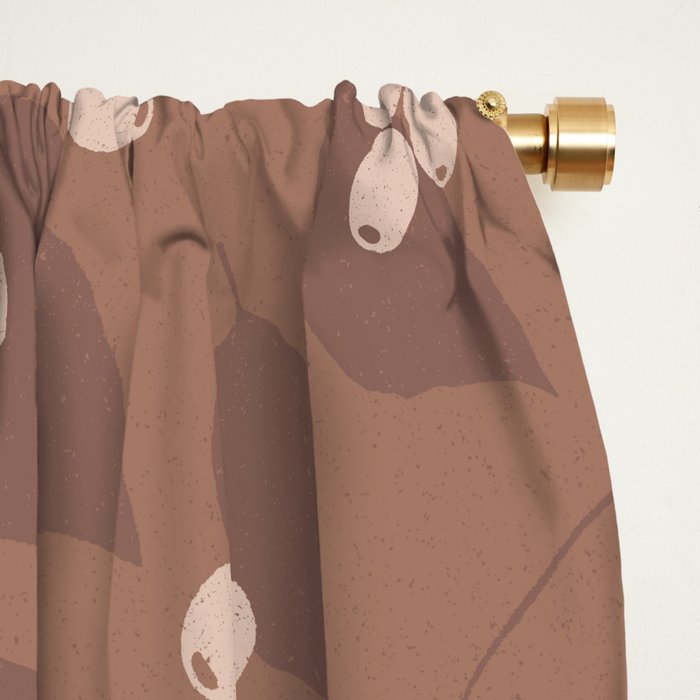 Coffee Leaves and Berries - Mocha Mousse Window Curtain Gallery Image 2