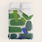Minimalist Modern Mid Century Colorful Abstract Shapes Phthalo Blue Lime Green Gradient Overlapping Duvet Cover Gallery Image 6