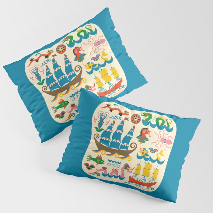 Mythical Sea Creatures - Ocean Monsters Pillow Sham Gallery Image 1