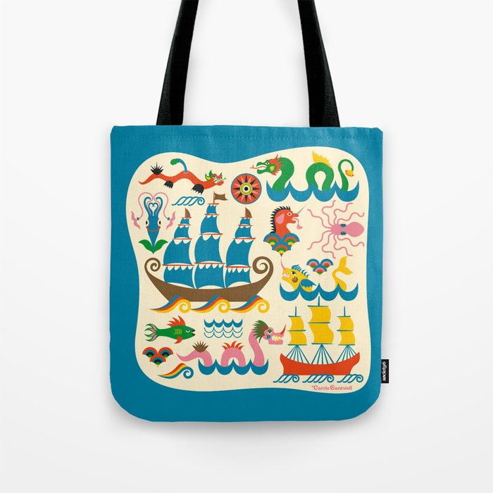 Mythical Sea Creatures - Ocean Monsters Tote Bag Gallery Image 1
