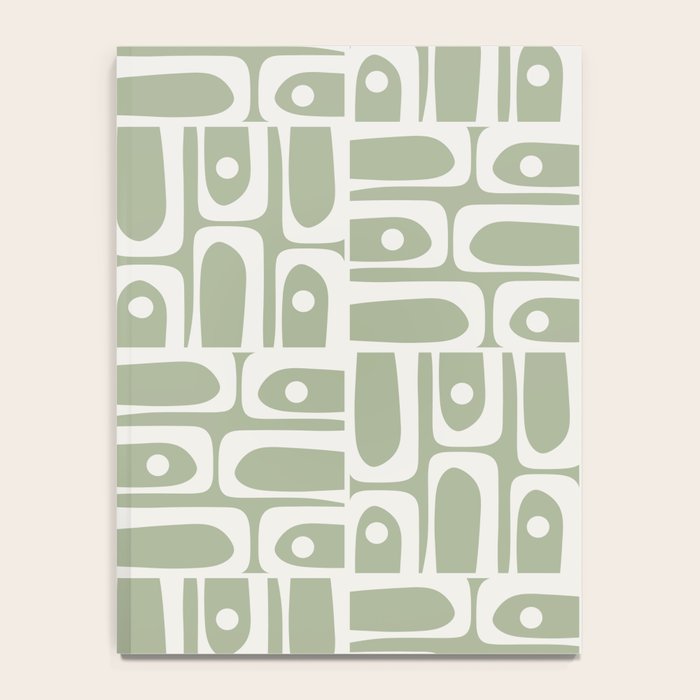 Mid Century Modern Piquet Geometric Multi Abstract Pattern in Sage Green and Off White Notebook Gallery Image 4