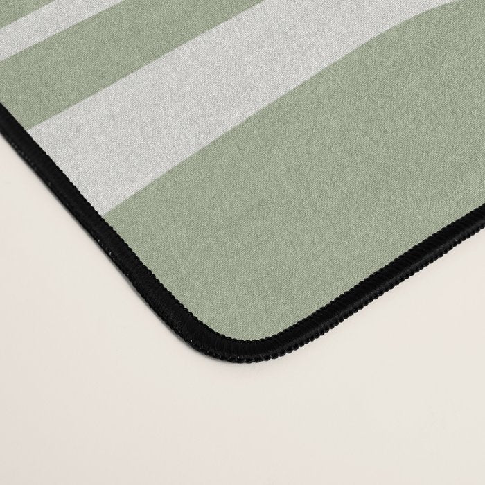 Mid Century Modern Piquet Geometric Multi Abstract Pattern in Sage Green and Off White Desk Mat Gallery Image 4