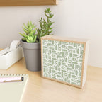 Mid Century Modern Piquet Geometric Multi Abstract Pattern in Sage Green and Off White Mini Art Print Gallery Image 2