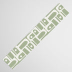 Mid Century Modern Piquet Geometric Multi Abstract Pattern in Sage Green and Off White Table Runner Gallery Image 3