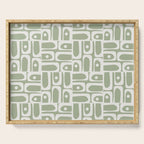 Mid Century Modern Piquet Geometric Multi Abstract Pattern in Sage Green and Off White Serving Tray Gallery Image 1