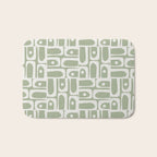 Mid Century Modern Piquet Geometric Multi Abstract Pattern in Sage Green and Off White Bath Mat Gallery Image 1