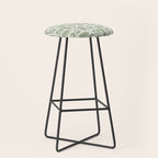 Mid Century Modern Piquet Geometric Multi Abstract Pattern in Sage Green and Off White Stool Gallery Image 1