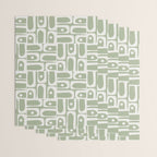 Mid Century Modern Piquet Geometric Multi Abstract Pattern in Sage Green and Off White Wrapping Paper Gallery Image 3