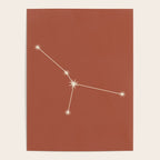 Cancer Zodiac Star Constellation Line Art Terracotta Red Poster Gallery Image 4