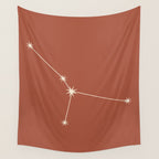 Cancer Zodiac Star Constellation Line Art Terracotta Red Wall Tapestry Gallery Image 4