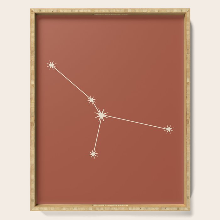 Cancer Zodiac Star Constellation Line Art Terracotta Red Serving Tray Gallery Image 1