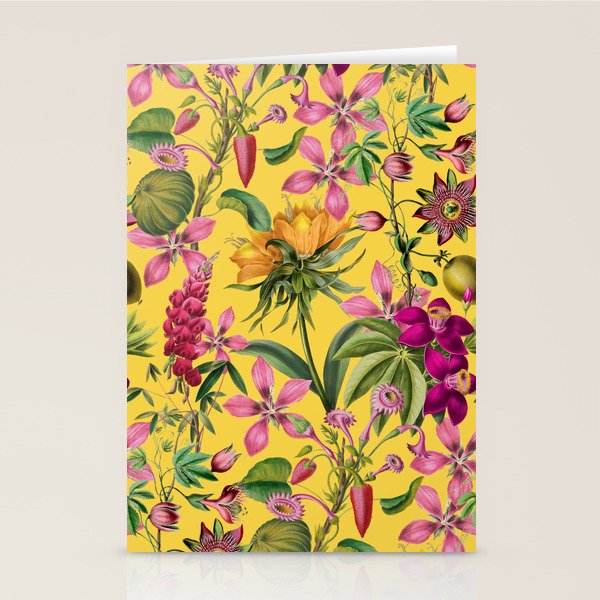 Tropical Bloom Serenade Exotic Floral Pattern Vintage Botanical Vibes Yellow Stationery Card Gallery Image 2