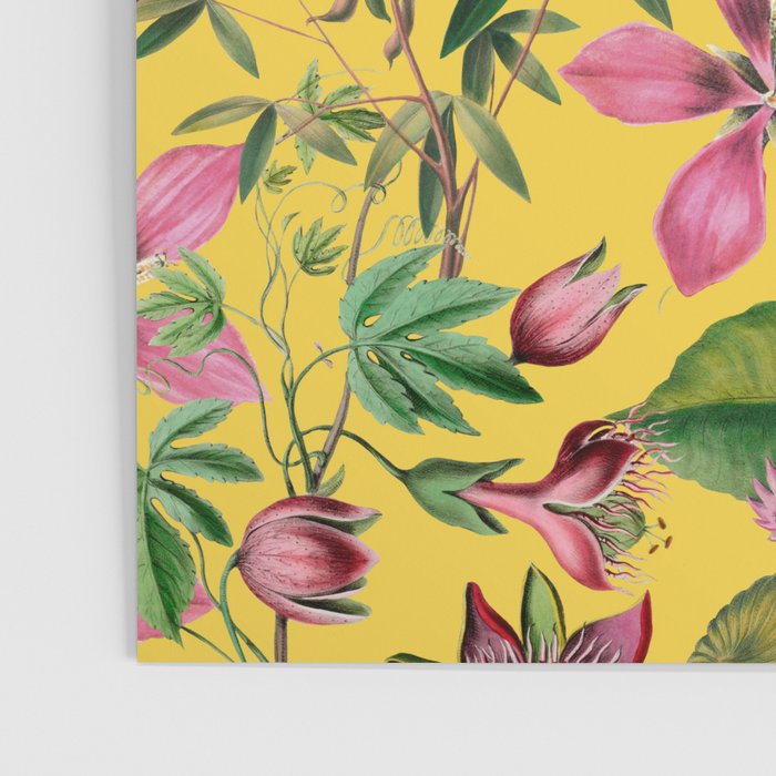 Tropical Bloom Serenade Exotic Floral Pattern Vintage Botanical Vibes Yellow Poster Gallery Image 3