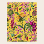 Tropical Bloom Serenade Exotic Floral Pattern Vintage Botanical Vibes Yellow Poster Gallery Image 4