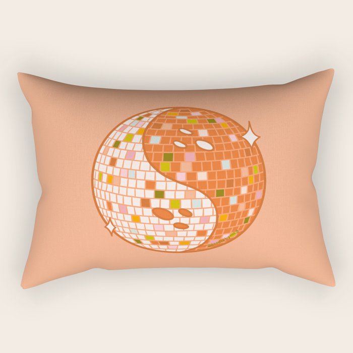 Spooky Yin Yang Disco Ball Rectangular Pillow Gallery Image 1