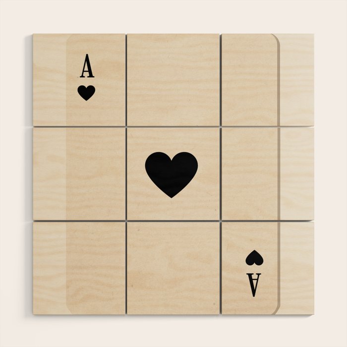 Ace of Hearts Playing Card Art Print Trendy Wood Wall Art Gallery Image 1