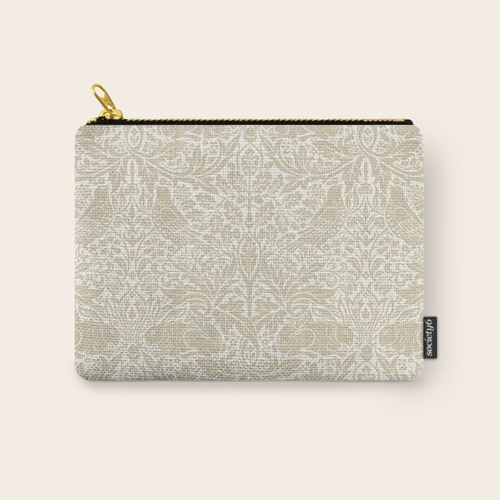 William Morris Brer Rabbit Linen Beige Vintage Pattern Carry All Pouch Gallery Image 1