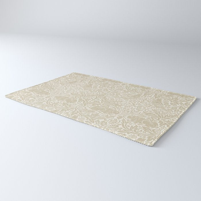 William Morris Brer Rabbit Linen Beige Vintage Pattern Rug Gallery Image 3